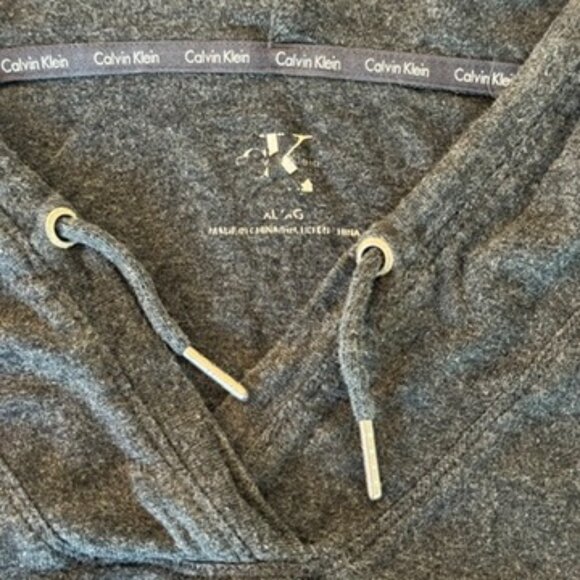 Calvin Klein Heather Gray Short Sleeve Hoodie Top Size XL - Picture 3 of 4